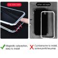 iPhone XR Magnetic Case Clear Tempered Glass Back Cover With Built-In Magnets Metal Bumper Frame 360° Protection Ultra Slim Case for iPhone XR [Clear Black]. 