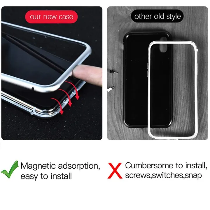iPhone%20XR%20Magnetic%20Case%20Clear%20Tempered%20Glass%20Back%20Cover%20With%20Built-In%20Magnets%20Metal%20Bumper%20Frame%20360%C2%B0%20Protection%20Ultra%20Slim%20Case%20for%20iPhone%20XR%20%5BClear%20Black%5D%20-%20Image%205