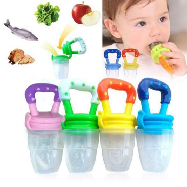 Baby Fruit Feeder Nibbler with Protective Cover BPA Free Safe Nipple Feeder Tooth Massager P6106 (Multicolor)