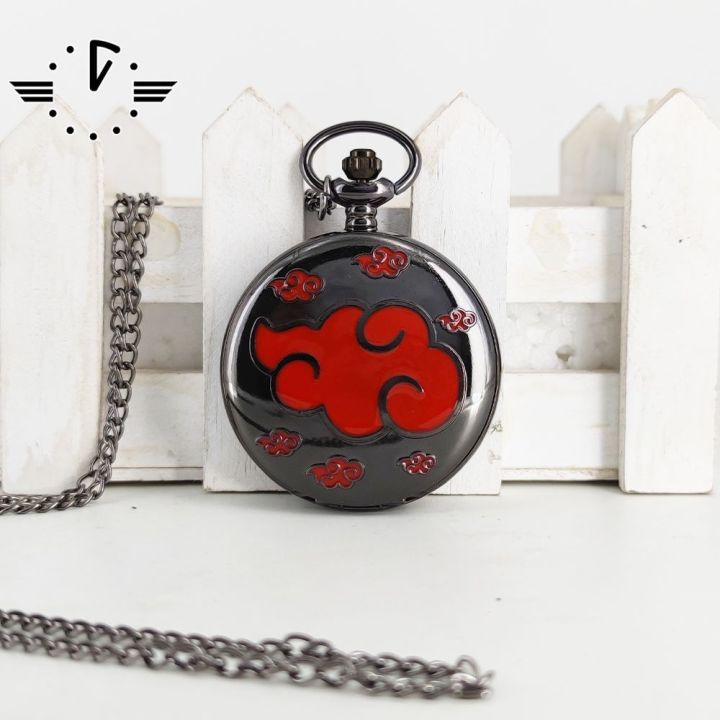 Naruto Akatsuki Red Cloud Pocket Watch Naruto Sasuke Retro Flip Cover ...