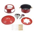 ARELENE Red Mini Stainless Steel Fondue Pot Set Cheese Chocolate Fondue 6 Dipping Forks and Removable Pot Melts Candy Sauce Dip. 