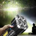 Original Strong Light Flashlight Camping Torch Rechargeable Multifunctional Portable Hand Lantern with 4 Lamp Beads and COB Side Light. 