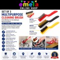 Set of 3 Multipurpose Cleaning Brush with Hard Bristles for Scrubbing Removing Rust from Gas Wall Frames Car Kitchen Stove Kitchen Tool. 