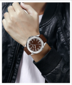 SKMEI 9286 Simple Japan Quartz Movement Wristwatch For Unisex - Brown. 