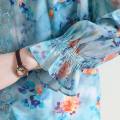 New Korean Thin Style Temperament Women's Blouse Plus Size Printed Design Lantern Sleeve Casual Shirts. 