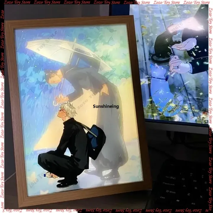 Goto Gojo cartoon anime night light art photo frame battle jujutsu LED ...