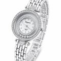 Silver Stainless Steel Eliyina Luxury Silver Moving Crystal Watch for Women - Dancing Diamond Heart Design - Jewelry Bracelet Watch || Sold By Watch House. 