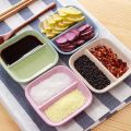 Creative Double-grid Tableware Kitchen Restaurant Sauce Dish Seasoning Container Dipping Bowls Appetizer Plates. 