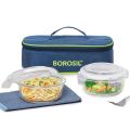 Borosil Glass Lunch Box, Microwave Safe Office Tiffin (400 ml) With Bag -Set of 2. 