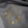 Wenefang 18k Gold Plated Stainless Steel Daisy Flower Chain Ankle Bracelet New style Anklet Beach Barefoot Sandal Foot Jewelry for Women Girl. 