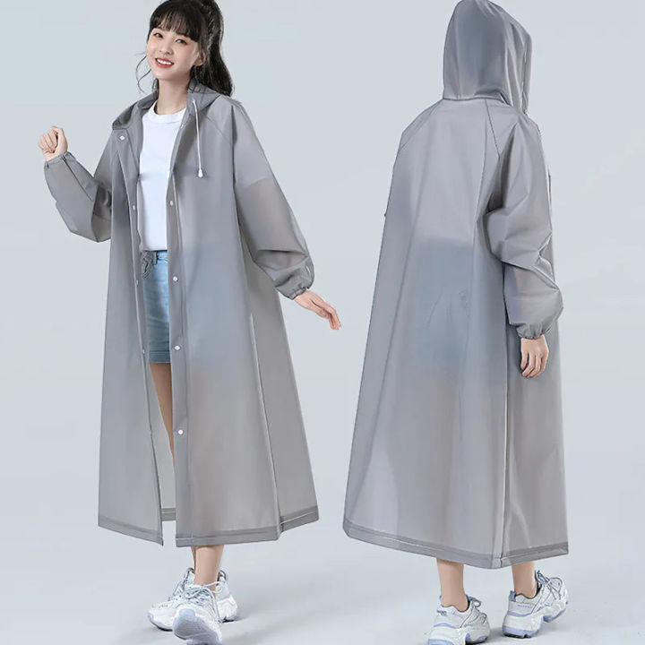 Adult Hooded Poncho One-piece Long Raincoat Reusable Men's And Women's Waterproof Raincoat Outdoor Travel Transparent Raincoat Netiie
