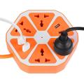 4 USB Hexagon Power Socket Extension Plug Electrical Outlet. 
