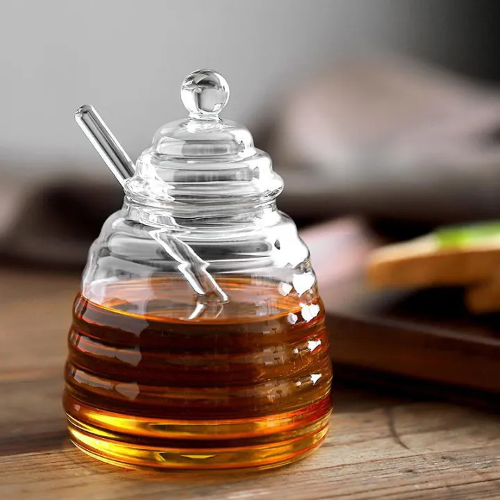 Honey%20Jar%20With%20Lid%20And%20Stirring%20Stick%20High%20Borosilicate%20Transparent%20Glass%20Jar%20Creamer%20Pots%20Jam%20Storage%20Bottle%20With%20Dipper%20-%20Image%205