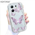 Hontinga for Infinix Zero 30 4G Back Cover Beautiful Butterfly Cream Texture Phone Case Wavy Edge Soft Silicone Cover. 