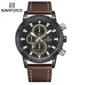 NAVIFORCE NF8003 Watch Genuine Leather Business Waterproof Watch for Men Fashion Quartz Date Display Chronograph Relogio Masculino. 