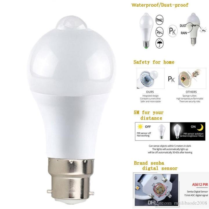 Pir Motion Sensor Bulb 5 Watts Led E17 Bulb Intermediate Base For Stairs, Garage - Ceiling LED Lights |