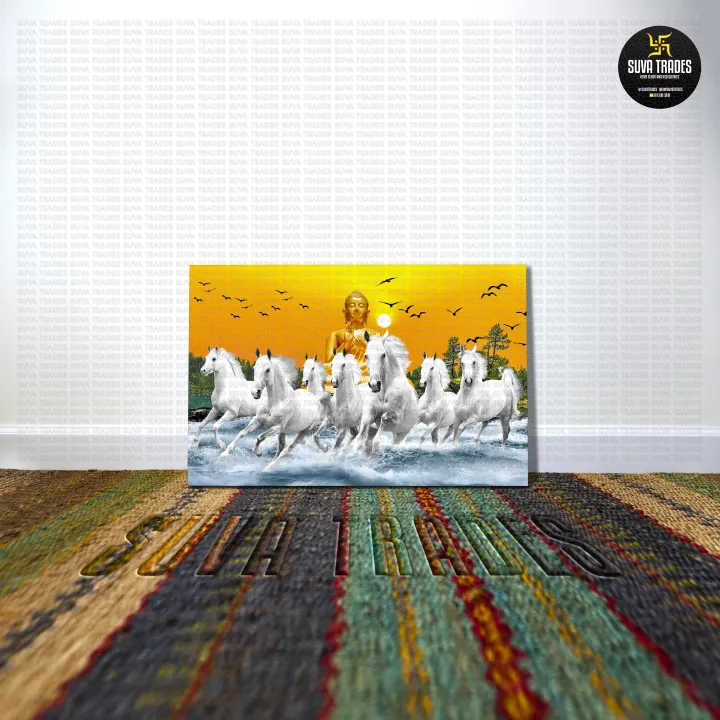7%20White%20Running%20Vastu%20Horse%20Wall%20Hang%20Canvas%20Art%20Print%20With%20Wooden%20Frame%20by%20Suva%20Trades%20-%20Image%203