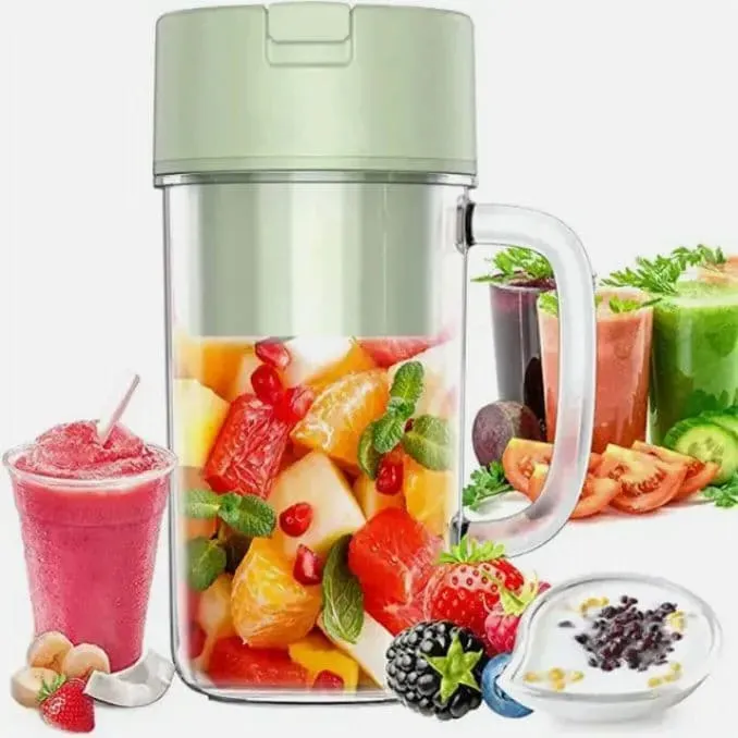 ElectraByte Premium Quality Jucier | 2 In 1 Mini PortableJuicer With Handle Straw And Blender | Electric Blender And Juicer | Mini Portable Personal Size Juicer Cup | USB Rechargeable Mixer 340ml Food Grade Water Bottle |  Portable Fruit Juicer Machine