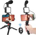 Normal And RGB Video Making Kit / Vlogger Kits Microphone LED Fill Light Mini Tripod For Phone Vlog Video Recording Condenser With BT Remote. 
