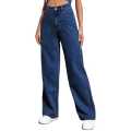 Women's High-Waisted Straight-Leg Jeans - Dark Blue" SD. 