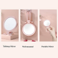 JAERBEE 10X Handheld Magnifier, Double Sided Folding Makeup Mirror, Portable Handheld Mirror with Adjustable Handle(Pink). 