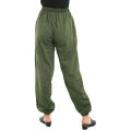 Green Cotton Plain Side Pocket Design Joggers For Women. 