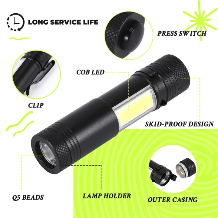 Kqueebee%20New%20Mini%20Portable%20Aluminum%20Q5%20LED%20Flashlight%20XPE&COB%20Work%20Light%20lanterna%20Powerful%20Pen%20Torch%20Lamp%204%20Modes%20Use%2014500%20or%20AA%20-%20Image%203