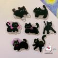 Trendy Universal Phone Case Bracket Funny Black Kitten AirBag Phone Holder Creative Adhesive Drop Glue Retractable Stand Cartoon Litten Cat Cute Puppy Painting Phone Stand Support. 
