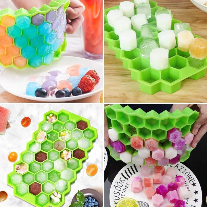 37-Grid Silicone Honeycomb Ice Cube Tray – Easy-Release Reusable Small Ice Cube Mold for Freezer, Cocktails, Iced Coffee, Whiskey & Soft Drinks (Without Lid) By Choice Group