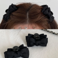 Fabric Bow Tie Hair Clip Bow Design Black Small Size Black Grab Clip Hair Clamp for Fashion Styling Women/Girls Casual Wear Hair Decoration. 