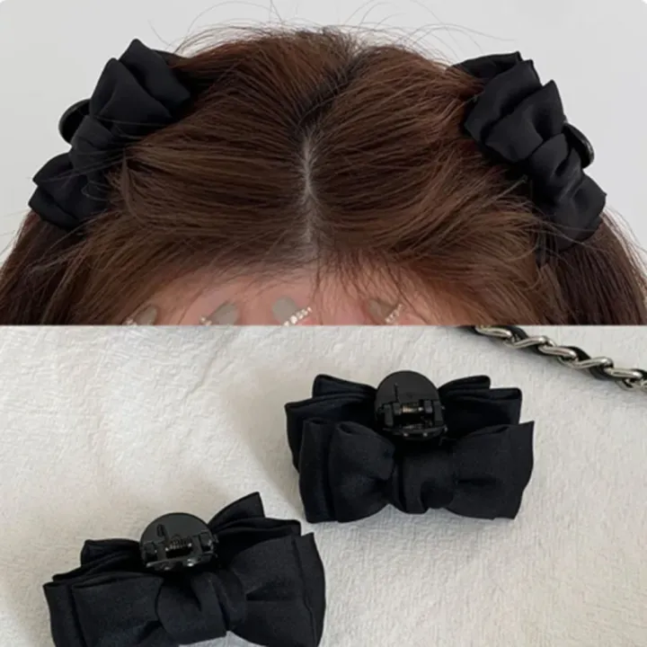 Fabric%20Bow%20Tie%20Hair%20Clip%20Bow%20Design%20Black%20Small%20Size%20Black%20Grab%20Clip%20Hair%20Clamp%20for%20Fashion%20Styling%20Women/Girls%20Casual%20Wear%20Hair%20Decoration%20-%20Image%204