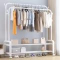 Heavy-Duty Metal Garment Rack – Double Rod, Storage Shelf & Hooks, Portable Clothes Organizer with Rollers | Cloth Hanger | Hanger. 