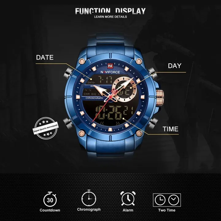 NAVIFORCE%20NF9163%20Double%20Time%20Waterproof%20Luxury%20Business%20Edition%20Stainless%20Steel%20Watch%20-%20Image%206