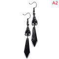 Black Bat Earrings with Red Teardrop Beads, Earrings, Gothic Jewelry, NMP. 