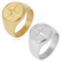 Non Tarnish Jewelry Fashion Stainless Steel Gold North Star Compass Ring Anillo Finger Signet Ring For Men Women. 