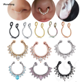 Wenefang 1Pc 10mm Zircon Septum Piercing Nose Ring Hoop nose For Girl Men Faux Body Clip Rings non Body Jewelry Non-Pierced. 