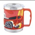 Hot Wheels Stainless Steel Mug Emboss Hot And Cold Coffee  Milk Tea Mug For Kids Cartoon Print Soft Rubber Design Cup  Different Embossed Cup. 
