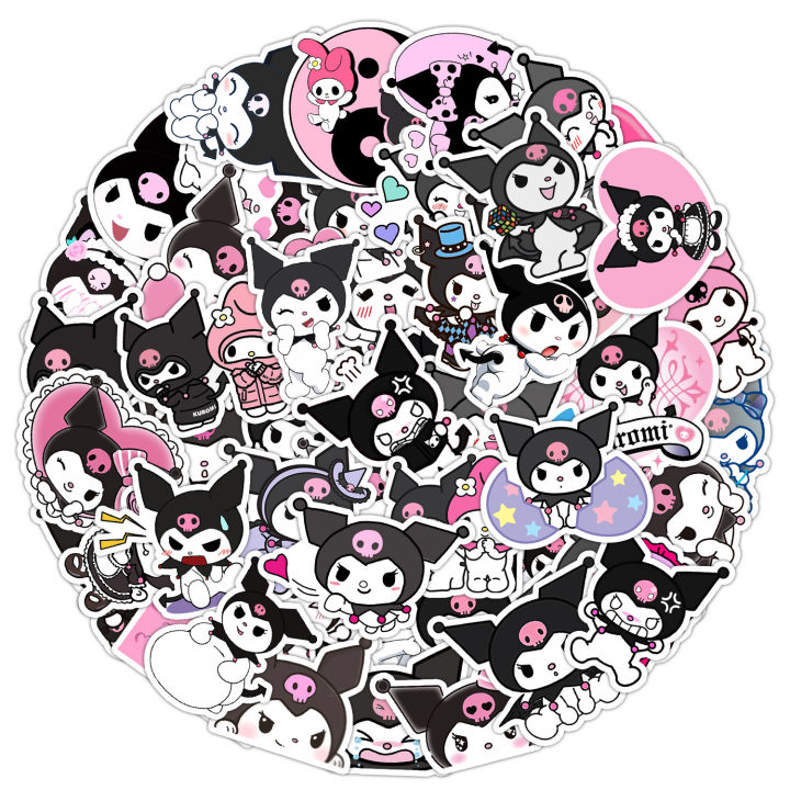 Artsy Home 25/50 Pcs Anime Kawaii Sanrio Kuromi Waterproof Stickers