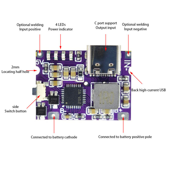 Type-C%205V%203.1A%20Boost%20Converter%20Step-Up%20Power%20Module%20IP5310%20Mobile%20Power%20Bank%20Accessories%20With%20Switch%20LED%20Indicator%20-%20Image%203