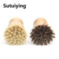 Sutuiying Cleaning Tools 1PC Bamboo Palm Kitchen Pan Pot Cleaning Brush Short Round Wooden Handle Household Vegetables Bowl Dish Washing Tools. 