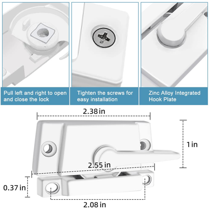 NAMUNY%204%20Pack%20Window%20Sash%20Locks,%20Window%20Latches%20Replacement%20Sash%20Locks%20White%20Fits%20Horizontal%20Sliding%20Window%20-%20Image%202