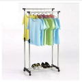 Double Rolling Rail Adjustable Portable Clothes Garment Rack - Highly Functional Hanger Solution. 