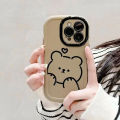 Cute Brown Bear Cartoon Painting Phone Case Compatible for IPhone 11 15 14 13 12 Pro Max XR X XS Max Macaron Luxury Silicon Shockproof Cover. 