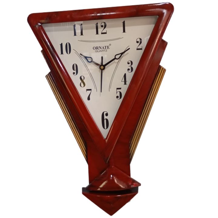 Red Triangular Clock Home Decor Cheery Red Color Triangle Shape Quartz Movement White Dial 1 ...