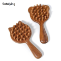 Sutuiying Cute cat shape Wood hair Comb for small children kids air cushion New wood Circular Scalp massage Combs Household Use Makeup Tools. 