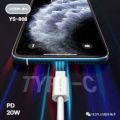 Yesplus YS-808, Type-C To Type-C PD20W Fast & Quick Data And Charging Cable, Yesplus USB C To Type-C Data & Charging Cable. 