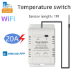 (GGBR)-WiFi Temperature Switch with 2M Sensor Smart WiFi 20A Thermostat Temperature Switch Supports Voice Control. 