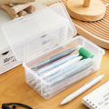 1PC Large Capacity Plastic Pencil Box Stackable Translucent Clear Pencil Box Office Supplies Storage Organizer Box. 