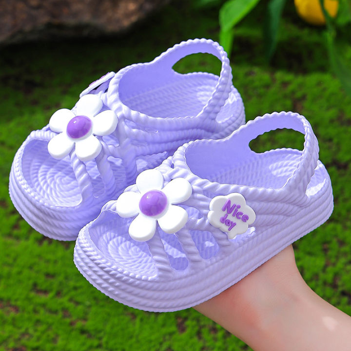 Girls' Sandals Summer New Fashion Princess Shoes EVA Non-slip Soft Sole Little Girl Flower Indoor and Outdoor Children's Sandals