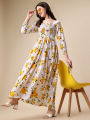 Fabdale Floral Printed Crepe Fit & Flare Maxi Dress | Elegant Casual Wear (SHTL-007). 